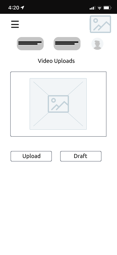 Video upload wireframe