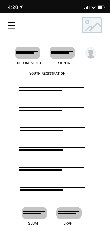 Youth Registration Wireframe
